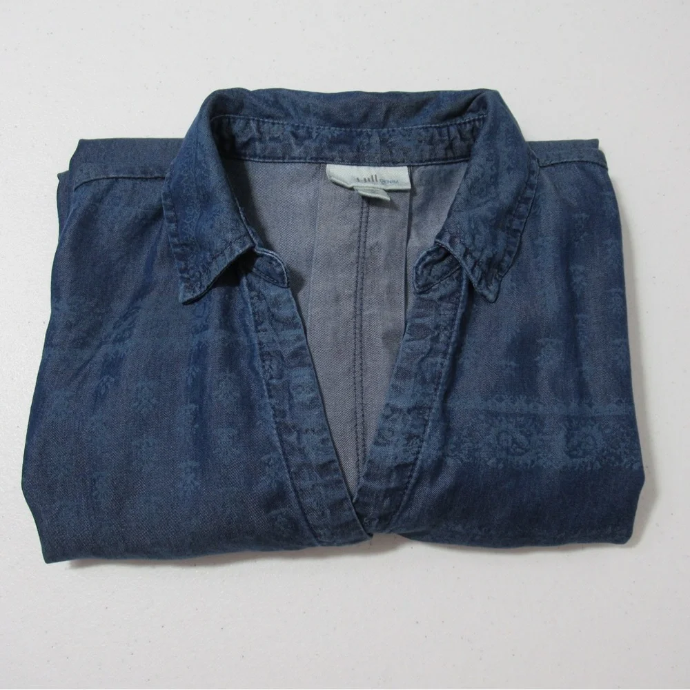 J. Jill Blue Casual Midi Shirt Dress with Notched Collar - Picture 12 of 12